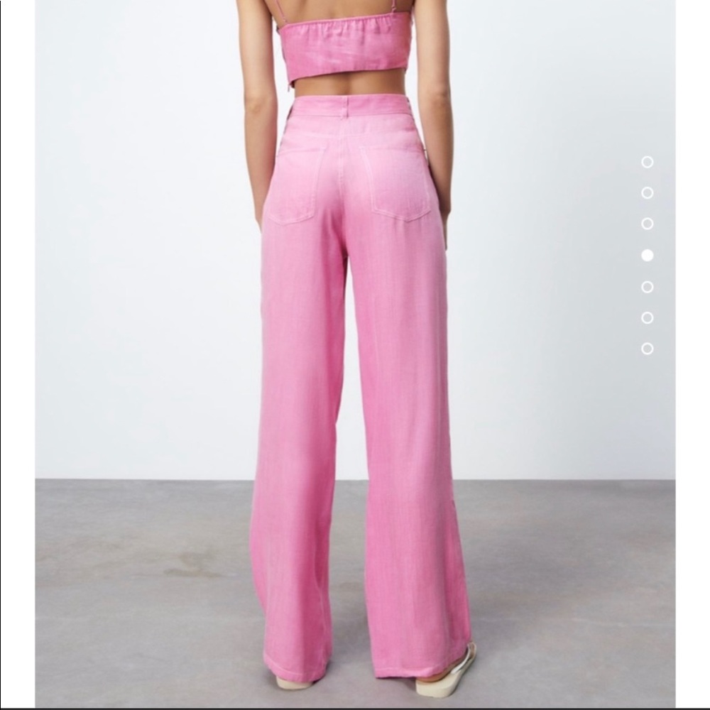 Zara Pink high waisted wide leg jean like pants - Picture 2 of 3